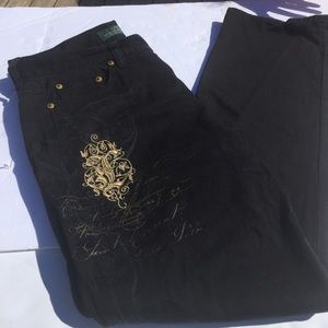 Ralph Lauren  LRL SZ 10 Black Jeans Gold logo